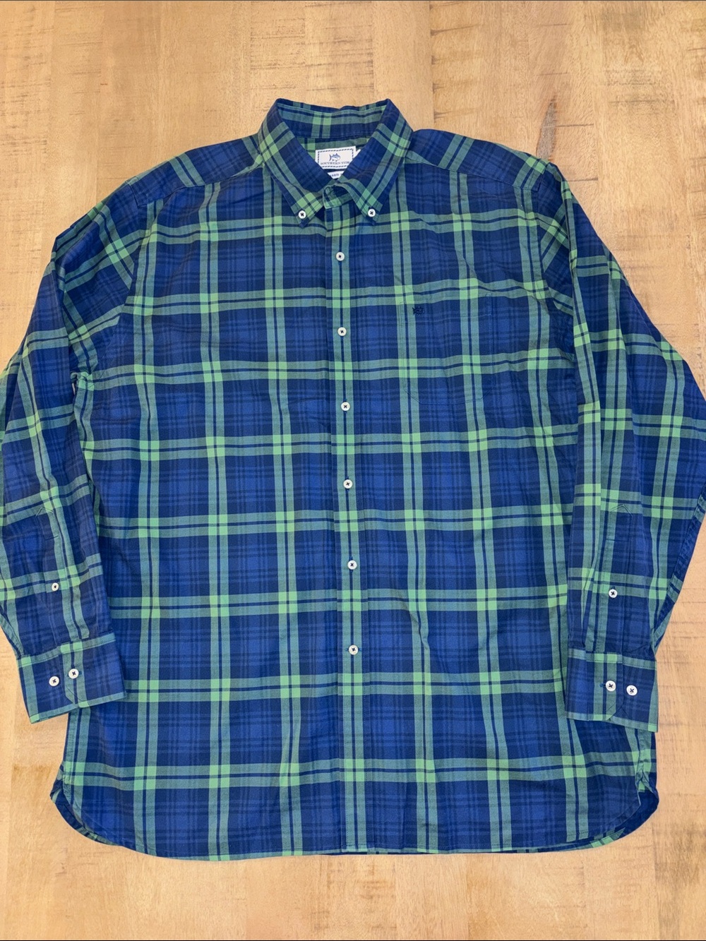 Southern Tide Blue & Green Plaid Button-Front Shirt Mens XL Classic Fit $158